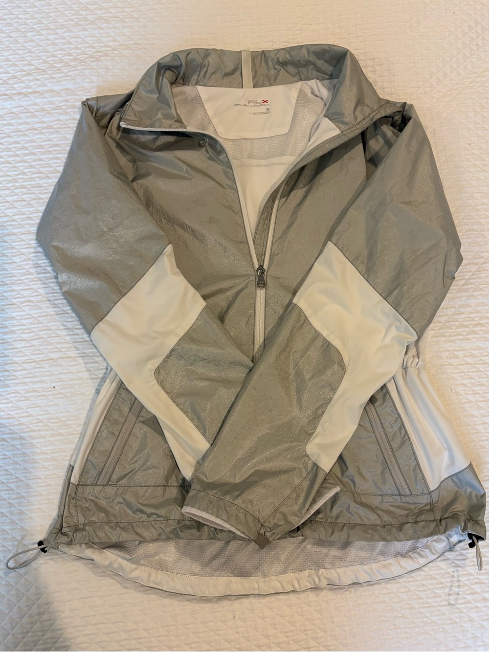 RLX Ralph Lauren Light Gray and White Ski Shell Jacket